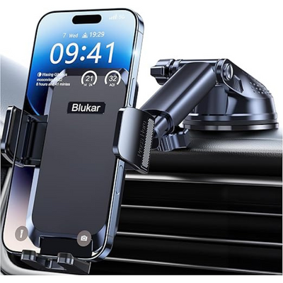 Car Phone Holder Mount, 360° Rotating Suction Cup Phone Cradle for Dashboard & Windshield