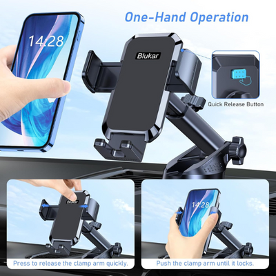 Car Phone Holder Mount, 360° Rotating Suction Cup Phone Cradle for Dashboard & Windshield