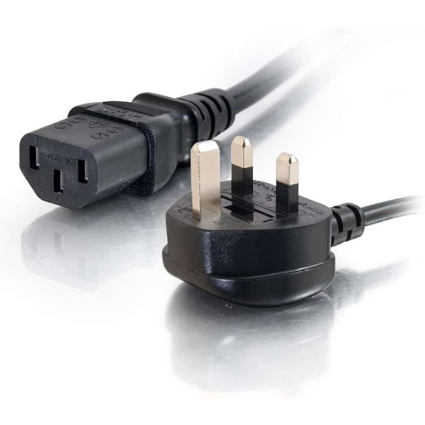 1m UK Power Cable IEC C13 to BS1363 Kettle Lead Power Cord, Black 3ft