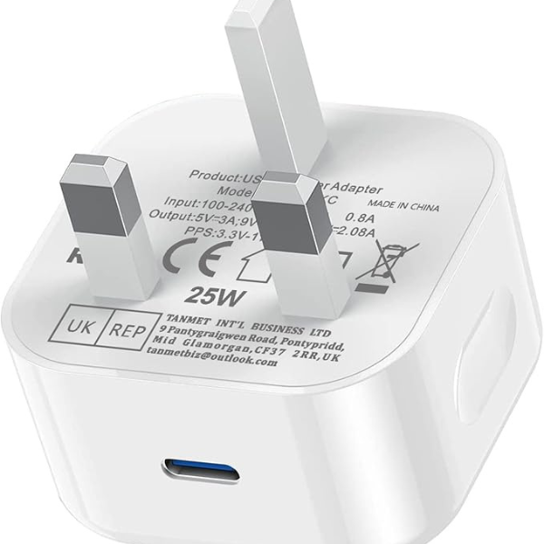 iPad USB C Charger Plug 25W Fast Charging UK Adapter for iPad Pro, Air, Mini & iPhone