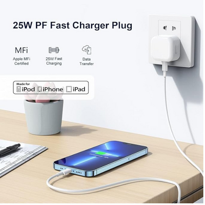 iPad USB C Charger Plug 25W Fast Charging UK Adapter for iPad Pro, Air, Mini & iPhone