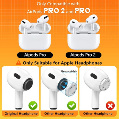 4 Pairs Replacement Ear Tips for AirPods Pro 1/2, Silicone Earbuds with Noise Reduction Hole, Cleaning Kit & Storage Box (XS/S/M/L) White