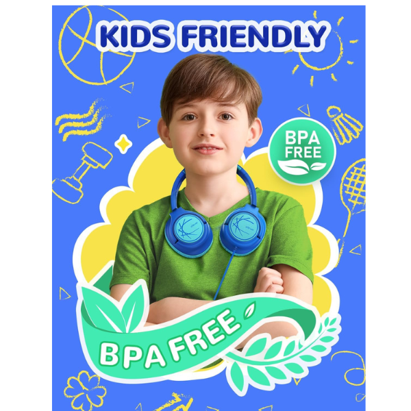 Kids Headphones Wired Over Ear with 85dB Safe Volume Limit, Foldable Stereo Headset