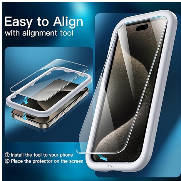 Screen Protector for iPhone 15 Pro Max 6.7-Inch, Tempered Glass Film 3-Pack, Case-Friendly, Easy Installation, HD Clear, Anti-Scratch