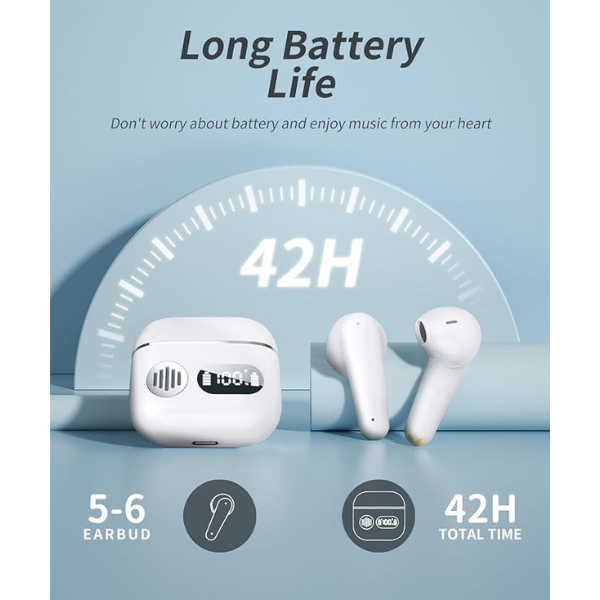 Wireless Earbuds Bluetooth 5.3 Headphones with ENC Mic, 48H Playtime, IP7 Waterproof