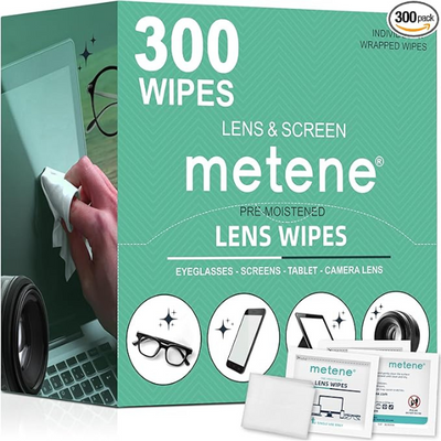 Lens Cleaning Wipes 300 Pack – Pre-Moistened Individually Wrapped Eyeglass & Screen Cleaner