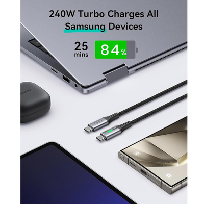 240W USB C to USB C Charger Cable [2-Pack 2m] PD Fast Charging for Laptop, Phone & Tablet