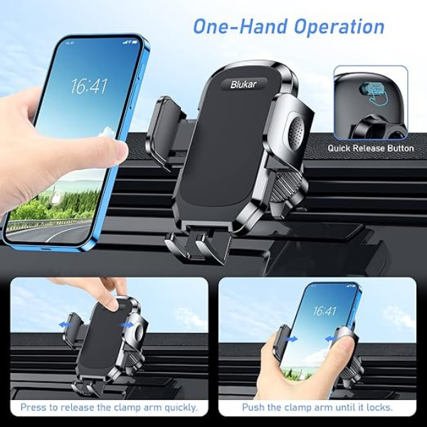 Car Phone Holder for Air Vent, 360° Rotation Mount with Stable Hook Clip for 4–6.7" Phones