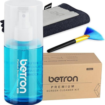 Screen Cleaner Kit with 200ml Spray, Microfiber Cloth & Brush for TV, Laptop & Phone