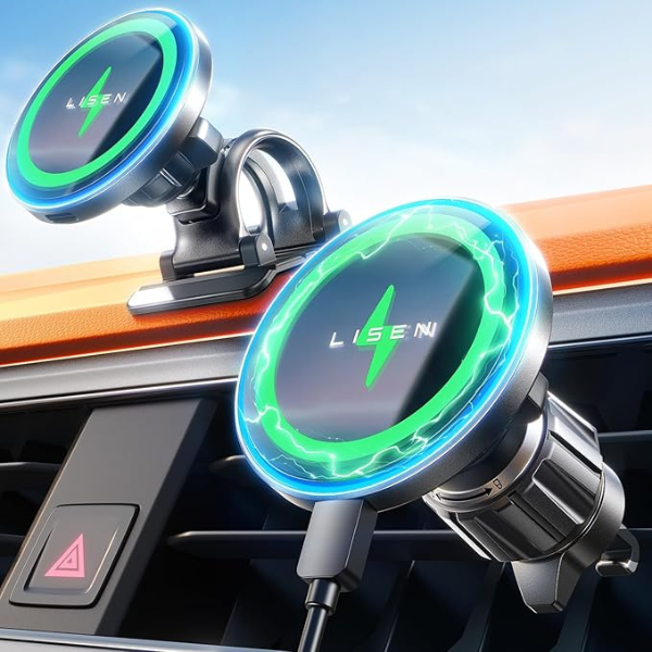 MagSafe Car Mount Charger 15W Fast Charging Phone Holder for iPhone 16 15 14 13 12