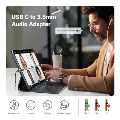 USB C to 3.5mm Headphone Jack Adapter Hi-Fi Stereo Audio Aux DAC for Phone, Tablet, Laptop