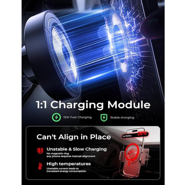 MagSafe Car Mount Charger 15W Fast Charging Phone Holder for iPhone 16 15 14 13 12