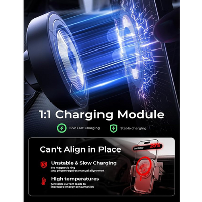 MagSafe Car Mount Charger 15W Fast Charging Phone Holder for iPhone 16 15 14 13 12