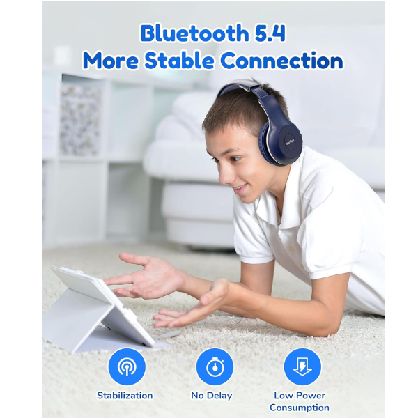 Kids Wireless Headphones Bluetooth 5.4 with Mic, 85/94dB Limit, 40H Playtime