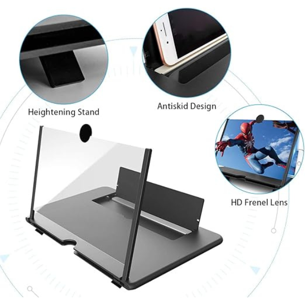 12" Foldable Phone Screen Magnifier HD Projector Stand for Movies, Gaming & Travel