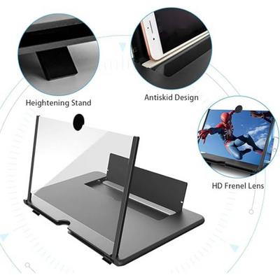 12" Foldable Phone Screen Magnifier HD Projector Stand for Movies, Gaming & Travel