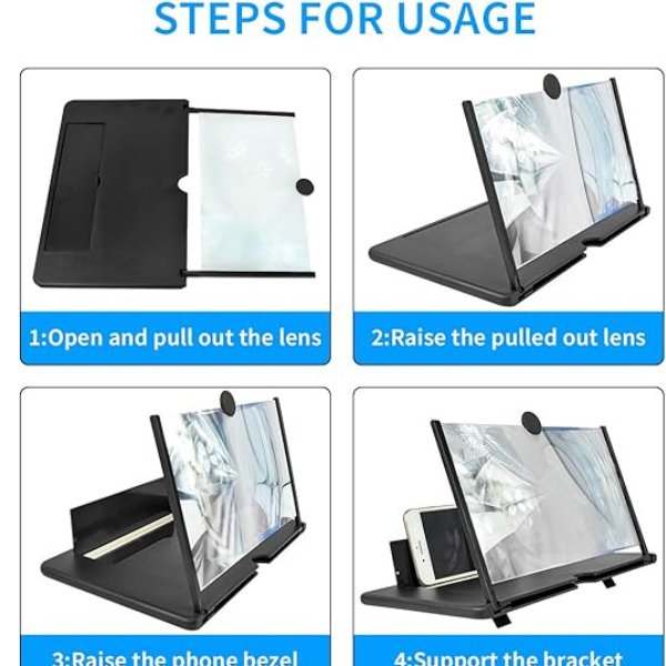 12" Foldable Phone Screen Magnifier HD Projector Stand for Movies, Gaming & Travel