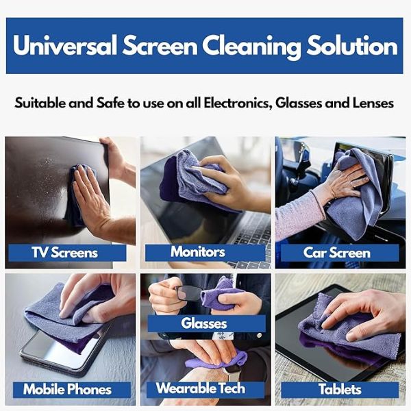Screen Cleaner Kit with 200ml Spray, Microfiber Cloth & Brush for TV, Laptop & Phone