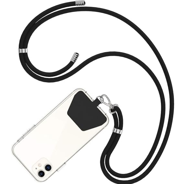 Crossbody Phone Lanyard Strap with Patch – Adjustable Nylon Neck Strap for Smartphones