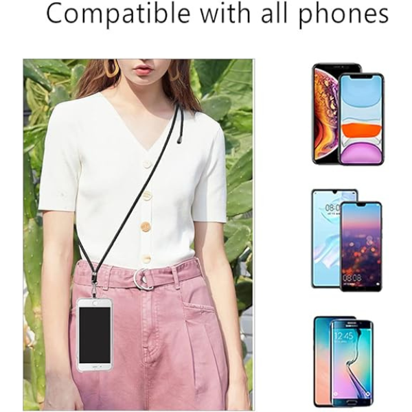 Crossbody Phone Lanyard Strap with Patch – Adjustable Nylon Neck Strap for Smartphones