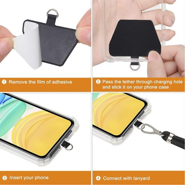 Crossbody Phone Lanyard Strap with Patch – Adjustable Nylon Neck Strap for Smartphones