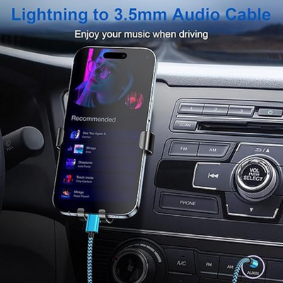 Aux Cable for iPhone to Car, Lightning to 3.5mm Jack Audio Cord for Car Stereo & Headphones
