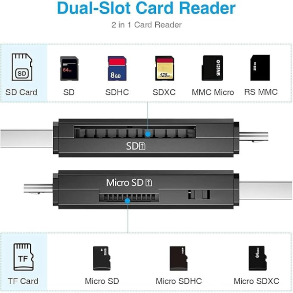 Micro USB & USB SD Card Reader OTG Adapter for SD, SDHC, SDXC, MMC, Micro SD