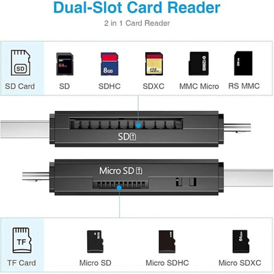 Micro USB & USB SD Card Reader OTG Adapter for SD, SDHC, SDXC, MMC, Micro SD