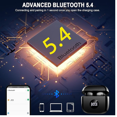 Wireless Earbuds Bluetooth 5.4 Headphones with ENC Mic, 40H Playtime, Deep Bass, IP7