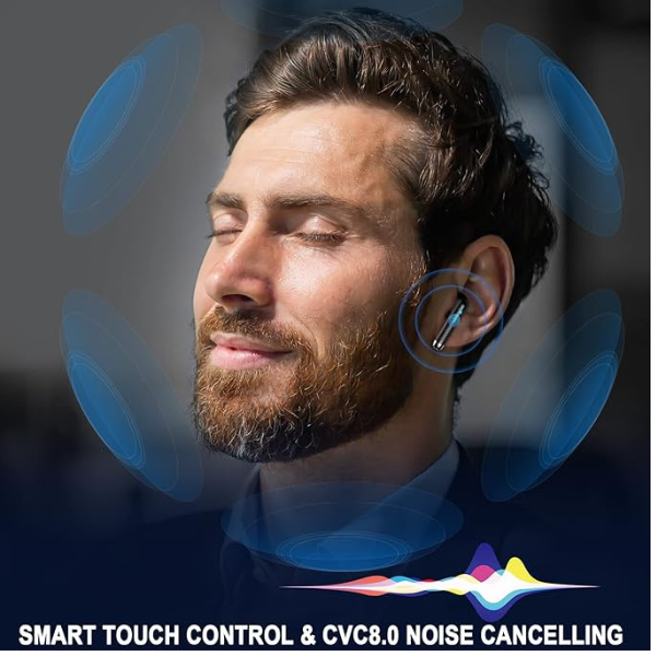 Wireless Earbuds Bluetooth 5.4 Headphones with ENC Mic, 40H Playtime, Deep Bass, IP7