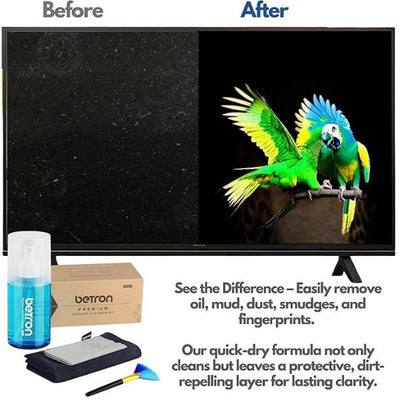 Screen Cleaner Kit with 200ml Spray, Microfiber Cloth & Brush for TV, Laptop & Phone