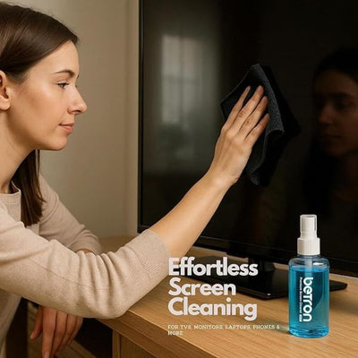 Screen Cleaner Kit with 200ml Spray, Microfiber Cloth & Brush for TV, Laptop & Phone