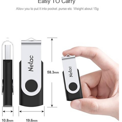 64GB USB 2.0 Flash Drive, Swivel Memory Stick with LED Light for Data Storage