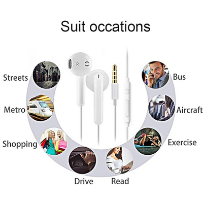 2 Pack Wired Earphones with Microphone, In-Ear Headphones Noise Isolating Earbuds 3.5mm