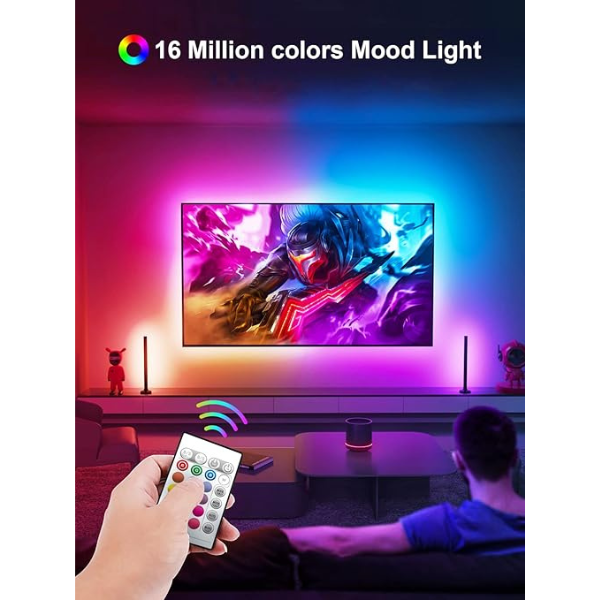 TV LED Lights Strip 3m RGB Backlight with Remote, Music Sync & App Control