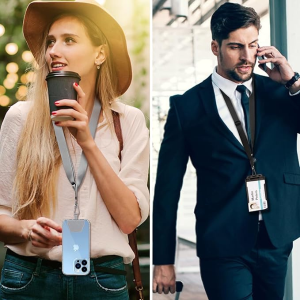 Universal Phone Lanyard, 2 Pack Adjustable Neck Strap with Durable Patches for Smartphones