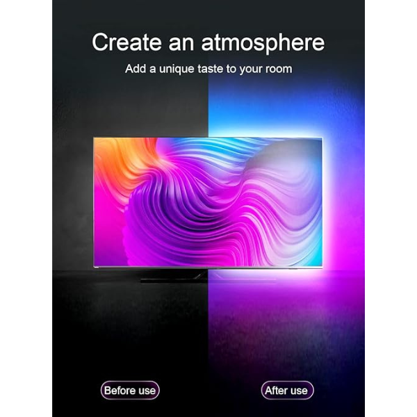 TV LED Lights Strip 3m RGB Backlight with Remote, Music Sync & App Control