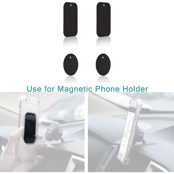 Thin Metal Plates for Magnetic Car Phone Mount – 4 Pack with 3M Adhesive