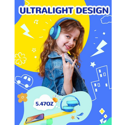 Kids Headphones Wired Over Ear with 85dB Safe Volume Limit, Foldable Stereo Headset
