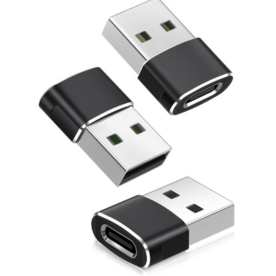 USB-A to USB-C Adapter 3 Pack, Type C Female to USB Male Converter for iPhone & Samsung