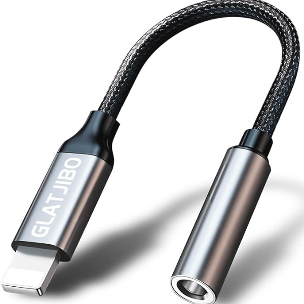 Lightning to 3.5mm Headphone Jack Adapter for iPhone, Aux Audio Dongle with Mic Support