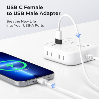 USB-A to USB-C Adapter 3 Pack, Type C Female to USB Male Converter for iPhone & Samsung
