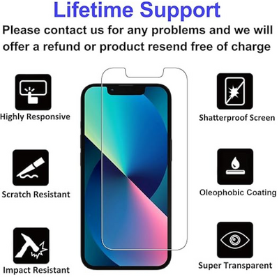 4-Pack Tempered Glass Screen Protector for iPhone 16e/14/13/13 Pro, Anti-Scratch