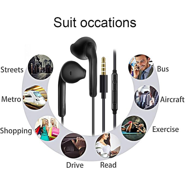 2 Pack Wired Earphones In-Ear Headphones with Microphone Noise Isolating Earbuds