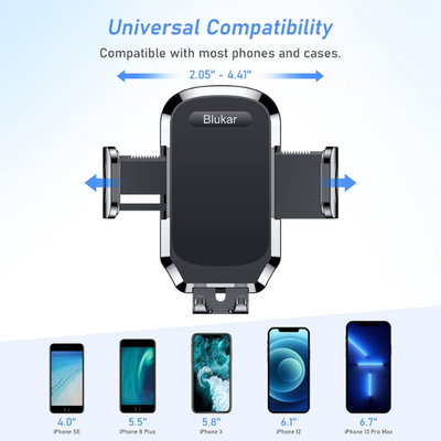 Car Phone Holder for Air Vent, 360° Rotation Mount with Hook Clip & One-Touch Release