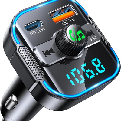 Newest Bluetooth 5.3 Car Adapter FM Transmitter with Dual Mics & 54W Fast Charger
