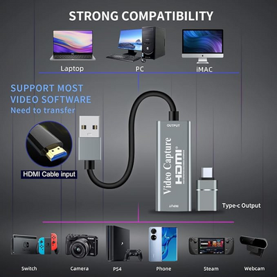 4K HDMI to USB Video Capture Card – Full HD 1080p Game Streaming & Recording Device