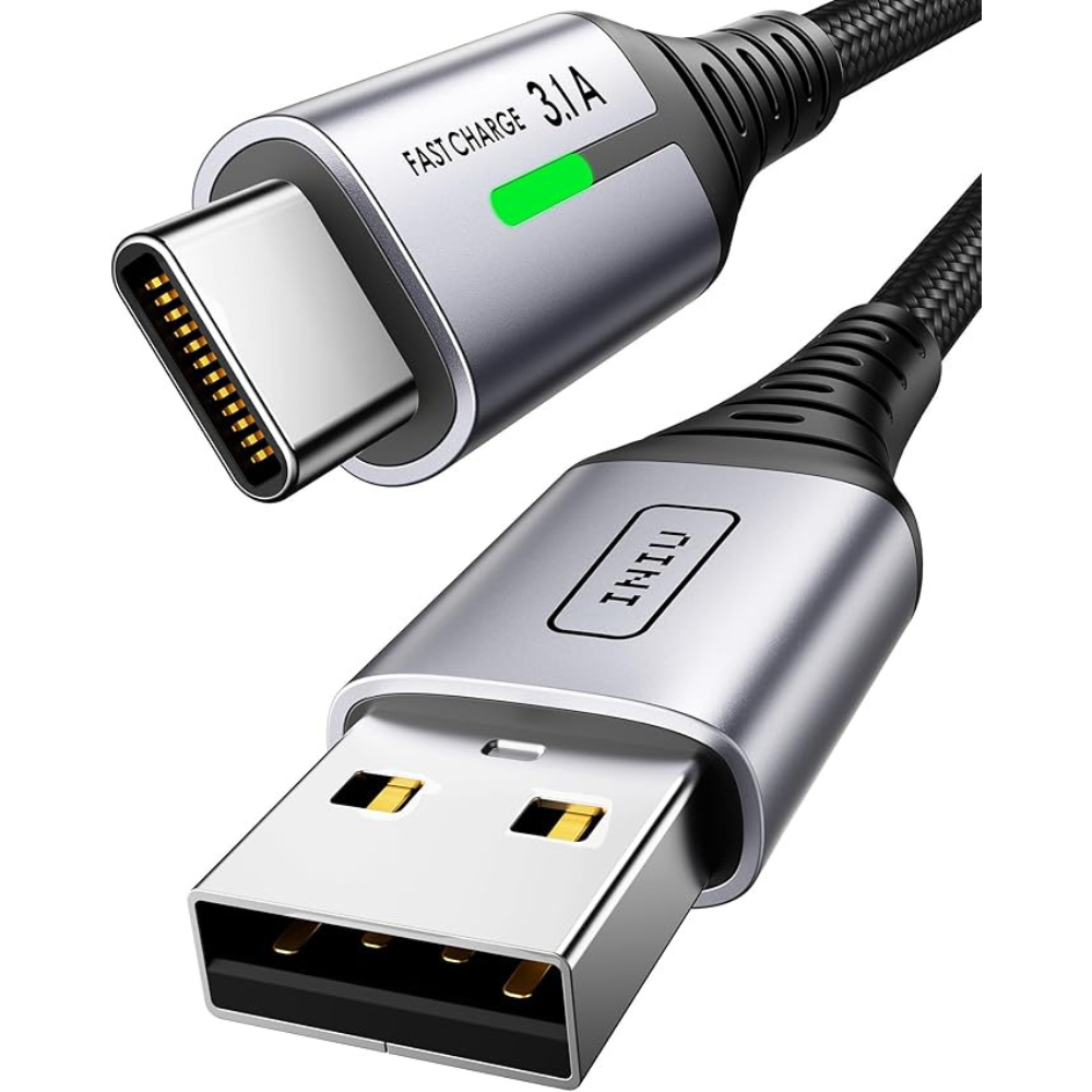 USB C Charger Cable 2m 3.1A Fast Charging Braided USB A to USB-C for iPhone, Samsung, Pixel